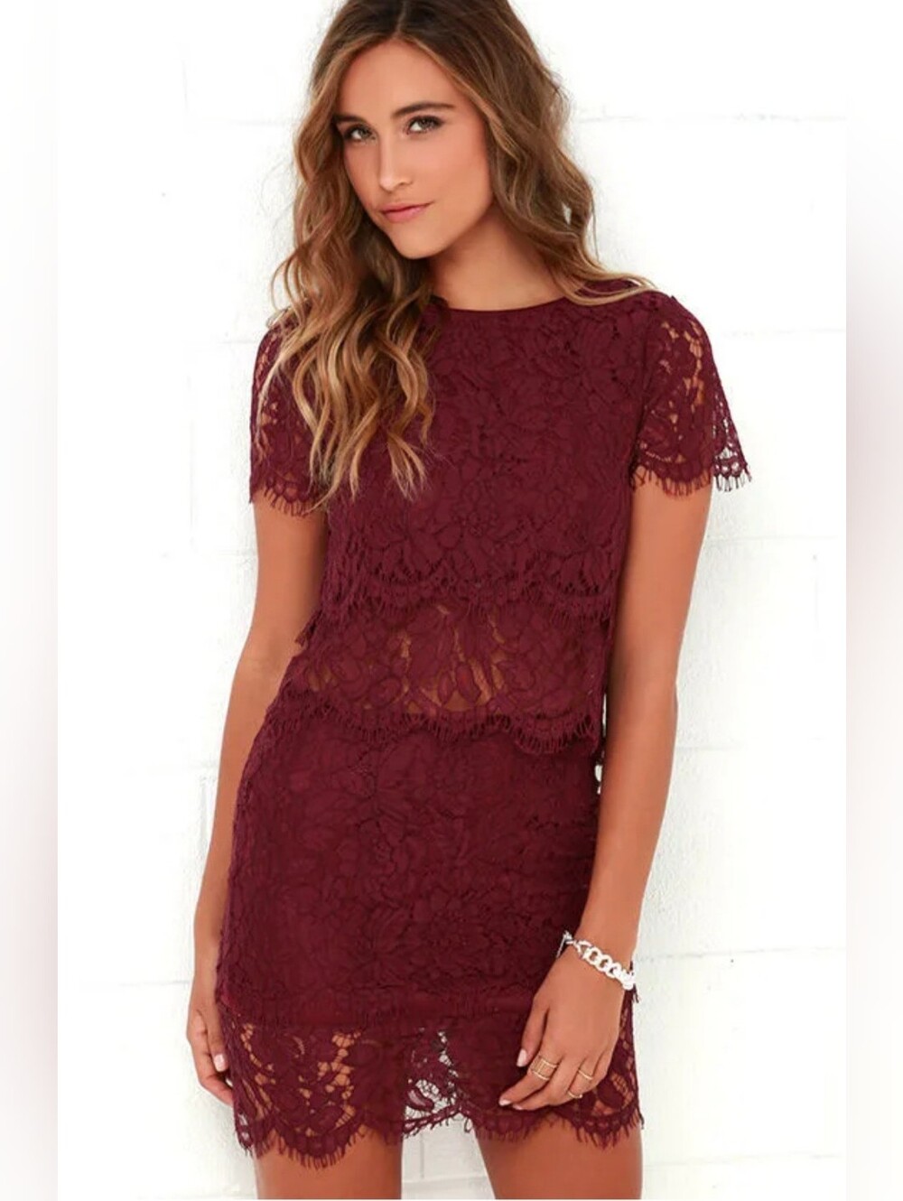Lulus ‘Turn Back Time’ Burgundy Two Piece Set - Picture 2 of 10
